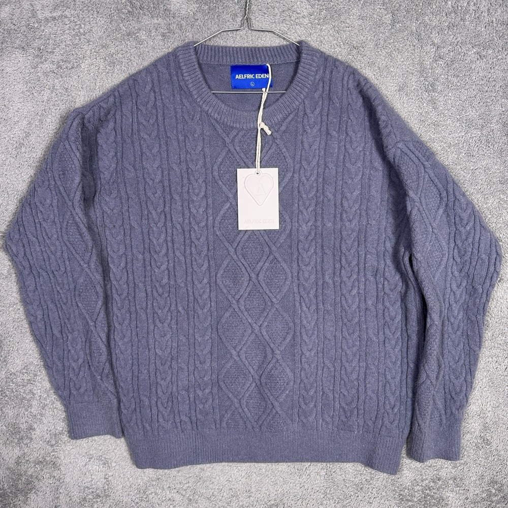 Aelfric Eden Sweater Mens L Cable Knit Pullover Jumper Fisherman Soft Chunky